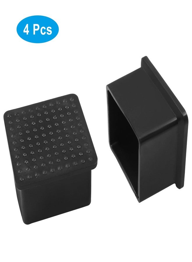 BokWin 4 Pcs Chair Leg Caps 1.5 Inch*1.5 Inch Square Furniture Floor Protectors Anti-Slip Plastic Sofa Table Chair Leg End Cap Cover(Black) - Image 2